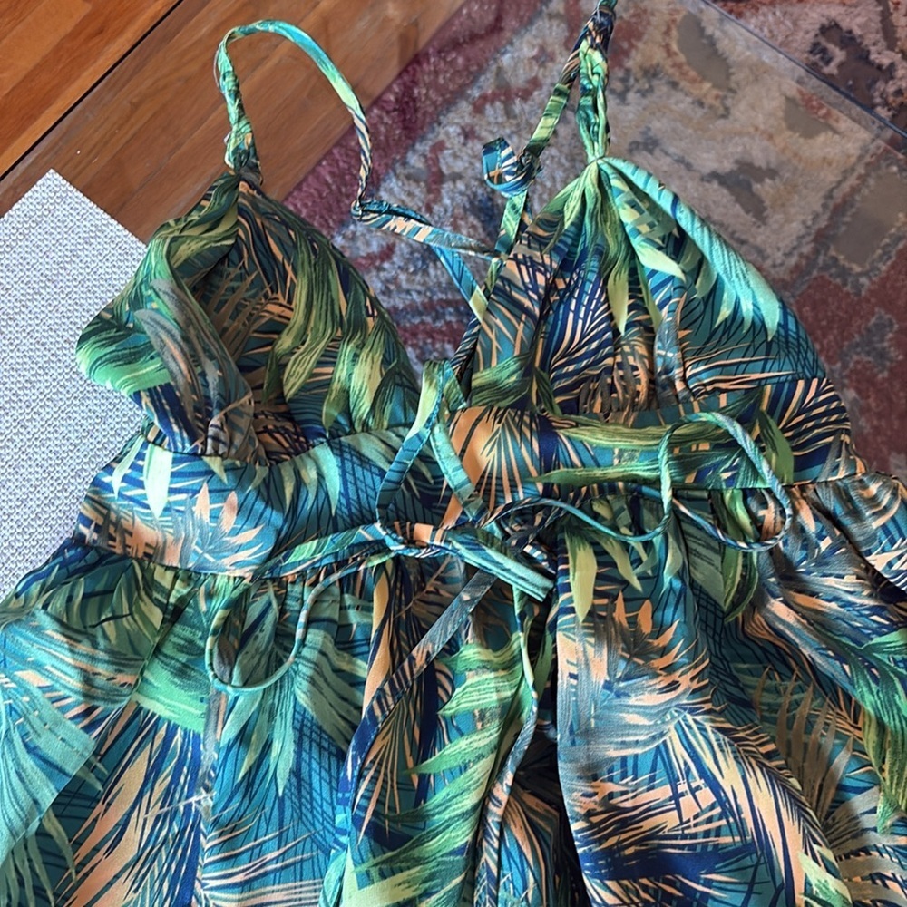 BLUSH & Day  Vacation Nights Tropical Maxi Dress in Green.size S. - Picture 3 of 11